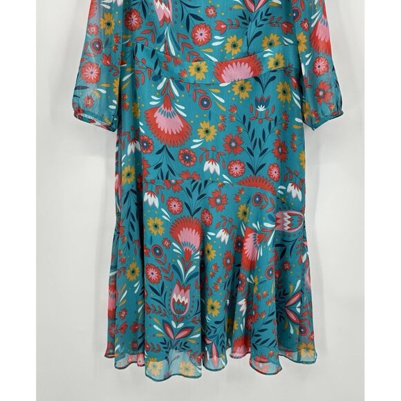 BODEN dress midi 3/4 sleeve floral v neck isabelle ultramarine carnival 16R - Picture 4 of 8